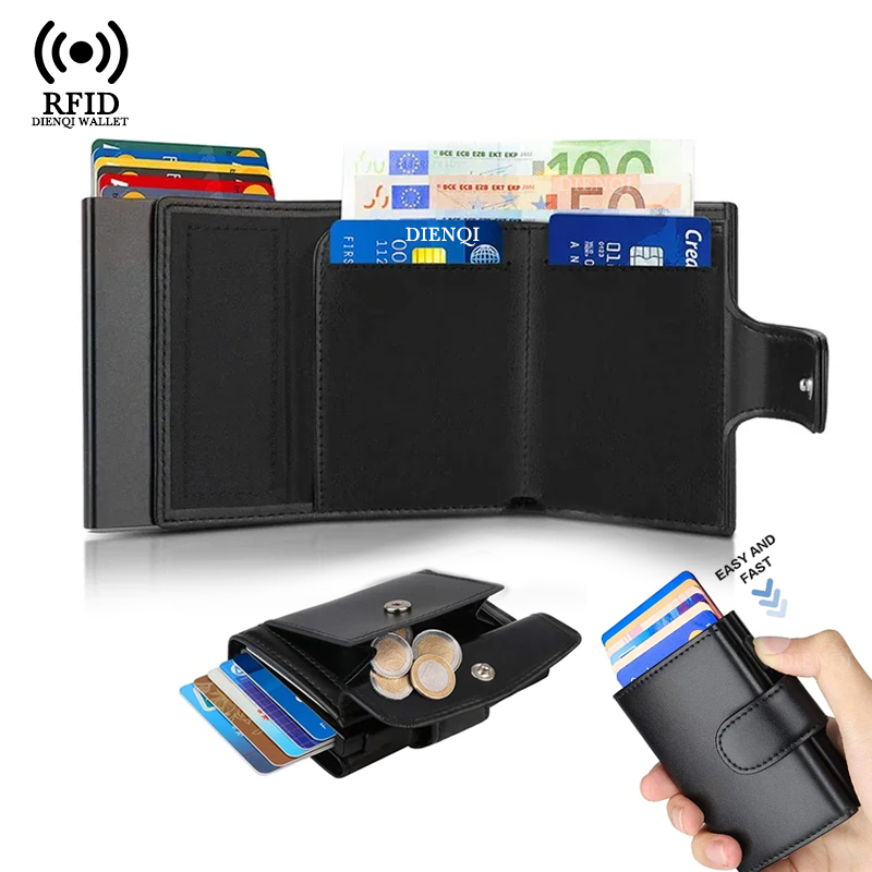 Index Card Holder - Dompet Kartu Bisnis Logam Anti-RFID, Tempat